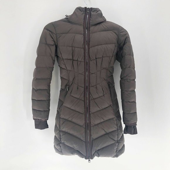 Athleta Responsible Downieville Jacket Hooded Goose Down Puffer Black Sz XXS - Picture 2 of 8